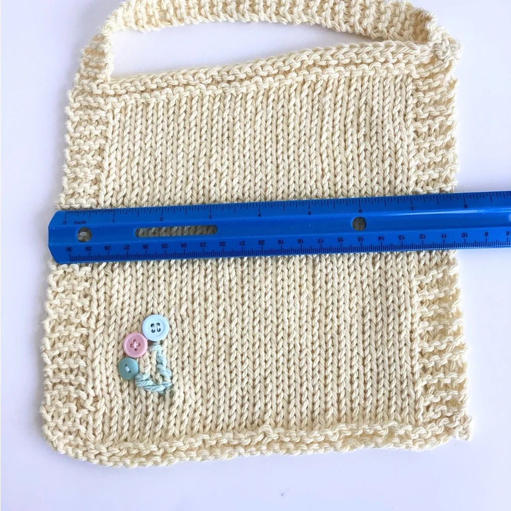 Baby Bib Set Hand Crafted Washcloth Cotton Yellow Green Unisex Floral Knit
